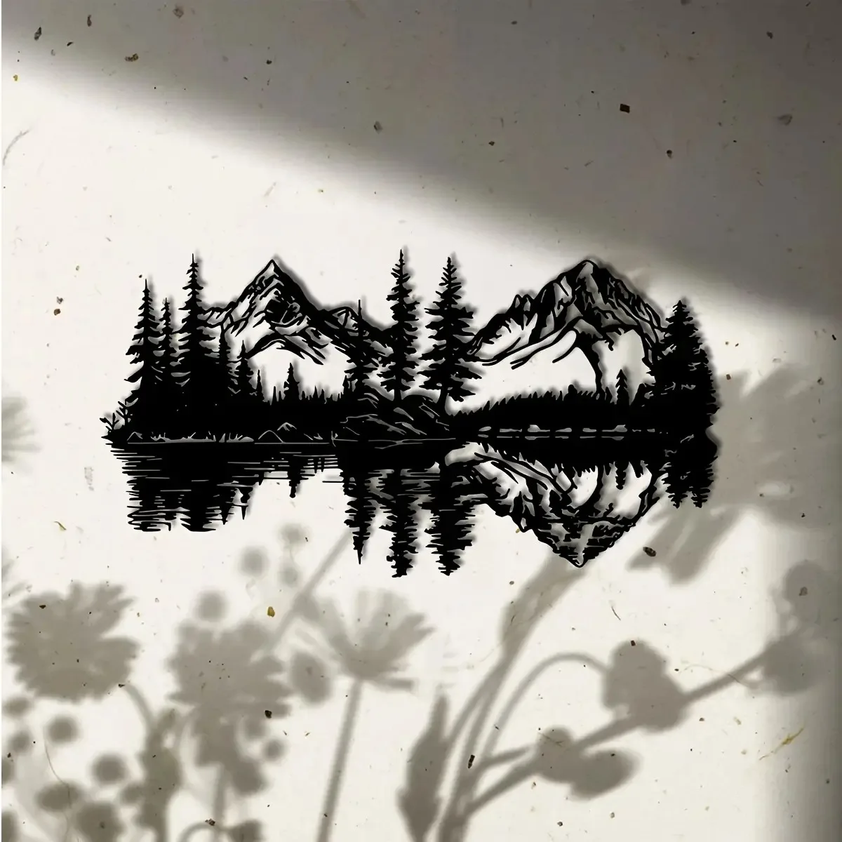 CIFBUY Metal Wall Art Iron Landscape Mountain Forest Scenery Waterproof Outdoor Garden Patio Balcony Home Decor Realistic Reflec