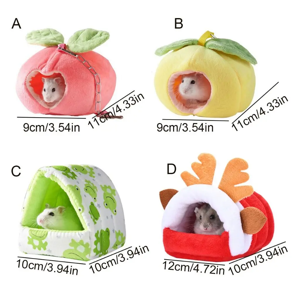 Cartoon Hanging Hamster Hammock Rat Soft Mat Cute Warm Hamster Cotton House Fruit Shape Soft Guinea Pig Nest Winter