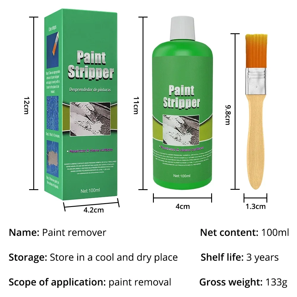 100ml Auto Wheel Seamless Cleaning Scrape Paint Remover for Stripping Metal Surface Effective Care Efficient Treatment Wash Tool