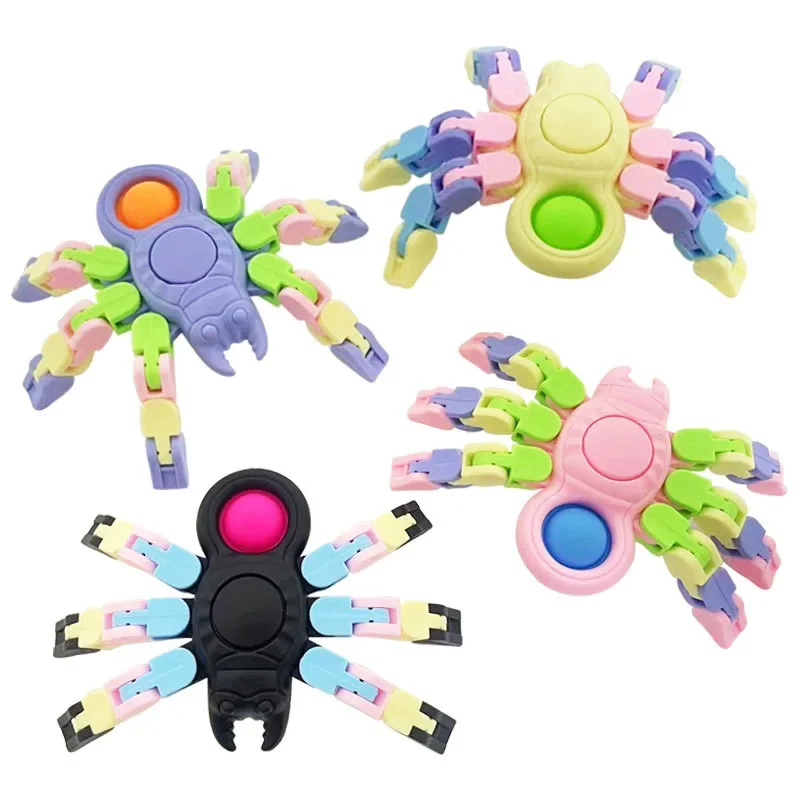 1-2PCS Fidget Sensory Spinner Toys catene trasformabili Robot Fingertip Finger Gyro Toy Anti Stress Press Bubble regali di compleanno