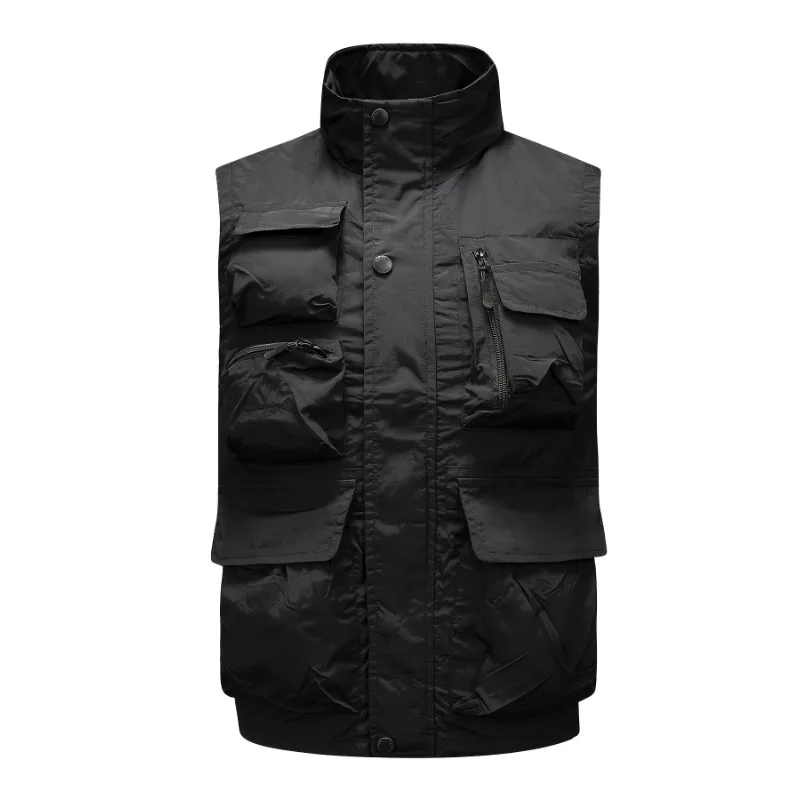 

Multi-pocket Vest Men's Coats Waterproof Fishing Clothing Sweatshirts Sleeveless Jacket Tactical Plus Size Working Vest Hunting