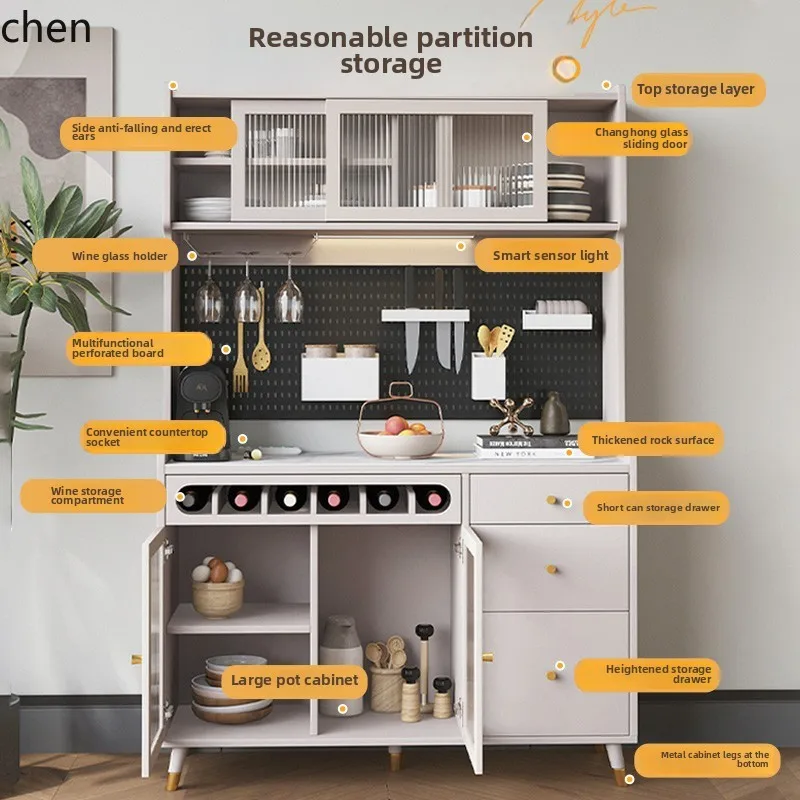 HXL الخشب الصلب الطعام الجانب بسيط خزانة الشاي لوح الصخور خزانة المطبخ المنزلية