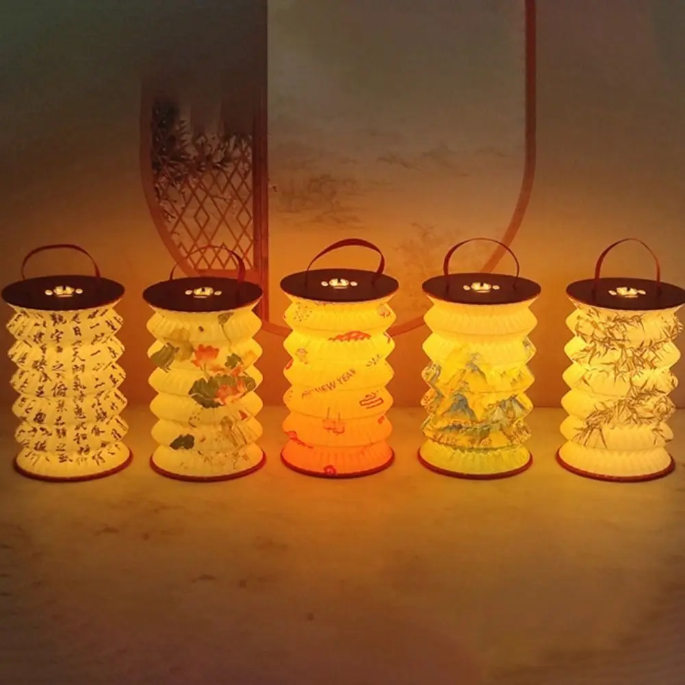 

Night Light Projected Mid-Autumn Festival Lanterns Hanging Foldable Chinese Paper Lantern Traditional Handheld Lanterns New Year