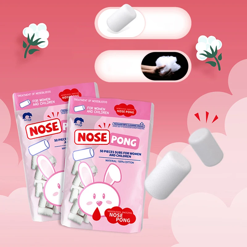 50 Capsules Nose Blood Stop Bobbin Child Nose Bleeding Runny Nose Nose Spray Degreasing Cotton Roll Children Big People