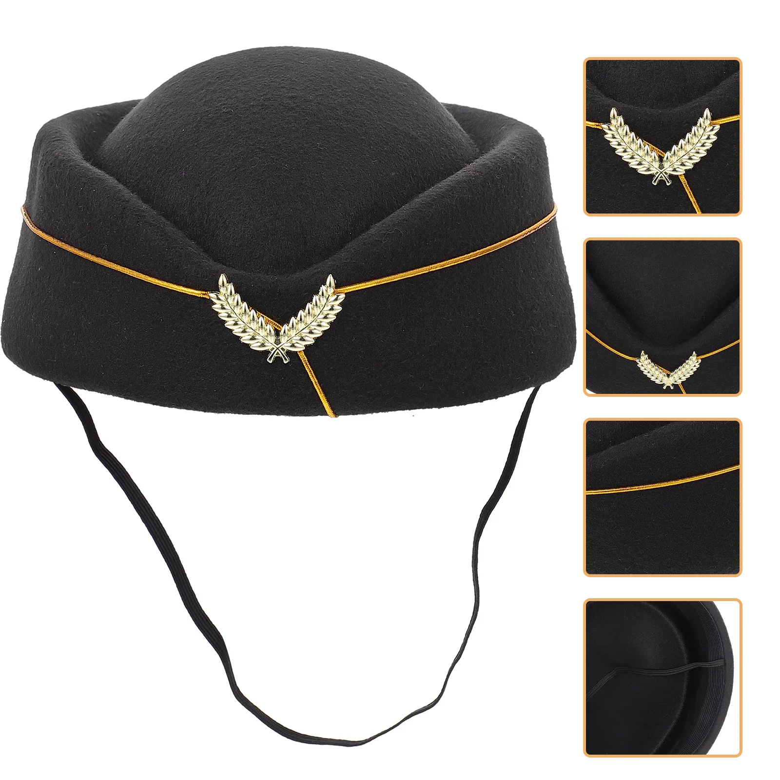 Stewardess Beret Airplane Hostess Hat Flight Attendant Costume Headgear Cosplay Accessory Decor Band Accessories Ribbon