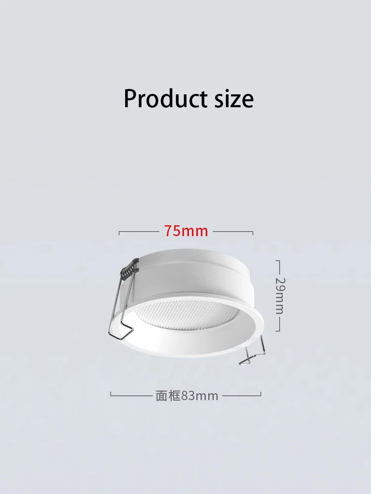 Led Downlight Ultra Thin Anti Glare Ceiling Lamp Recessed Round Down Light 7W 10W Opening 75mm Spotlight For Home Room Kitchen