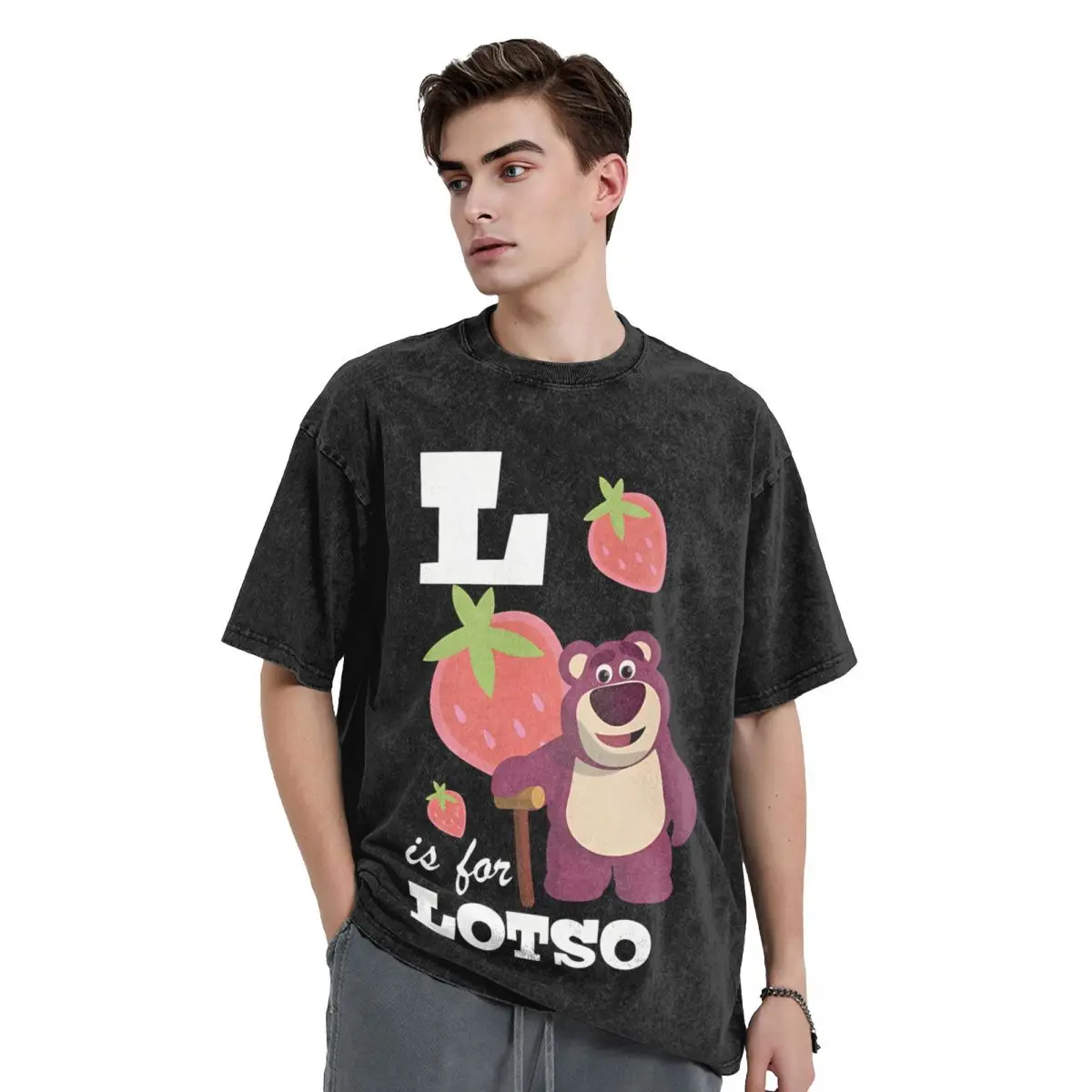 Men's T-Shirts Fancy Fun 100% Cotton Tee Shirt Short Sleeve Lotso T Shirt Round Neck Clothes Party