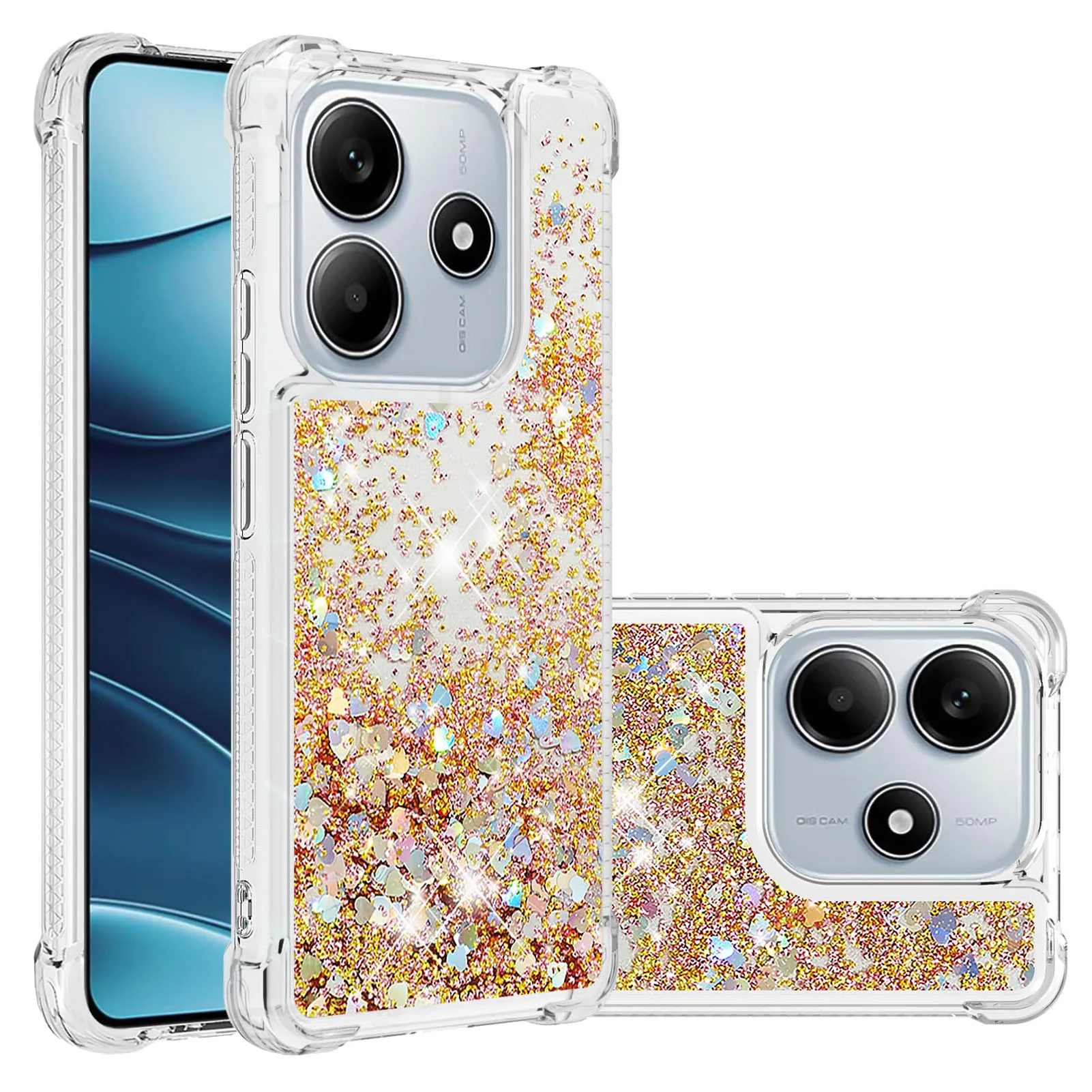 Coque de téléphone à paillettes scintillantes, sable mouvant liquide, pour Xiaomi Redmi Note 14 4G Note14 Poco M7 Pro 5G, protection Anti-chute, mignonne et transparente
