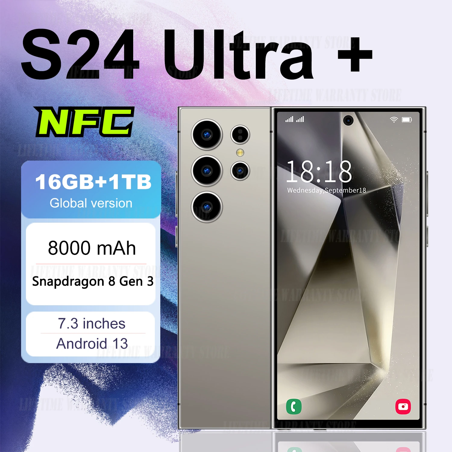 S24 Ultra + teléfono inteligente con reconocimiento facial, dispositivo móvil con señal 5G, 16GB + 1TB, 22GB, 2TB, NFC, Android, 8000mAh, envío