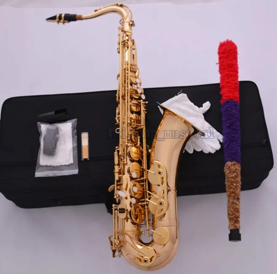 2026 new74 Professional Gold Bb Tenor Saxophone High F# Sax Low B and C Hand Engraving bell