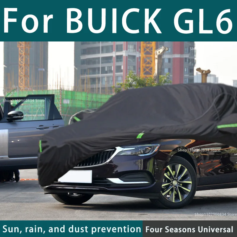 For Buick GL6 210T Full Car Covers Outdoor Uv Sun Protection Dust Rain Snow Protective Anti-hail Car Cover Auto Black Cover