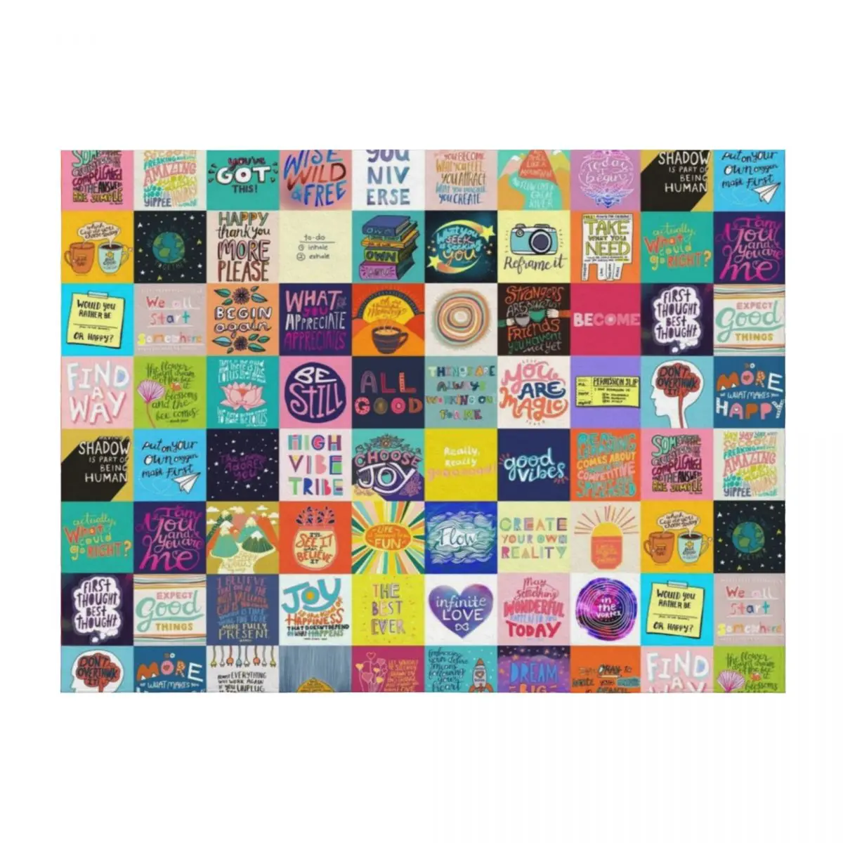 

Positivity Patchwork Throw Blanket Loose Soft Beds Sofas Sleeping Bag Blankets