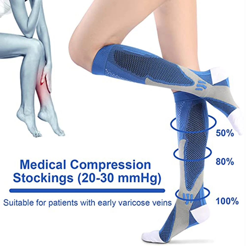 Sports Compression Socks for Women and Men, Cycling Socks, Running Stocking, Circulation Compression Socks for Varicose Veins At