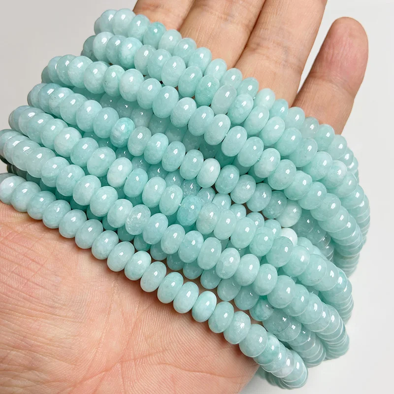 5x8mm Natural Stone Rondelle Quartz Beads Round Flat Abacus Chalcedony Jades Loose Spacer Beads for Jewelry Making DIY Bracelet