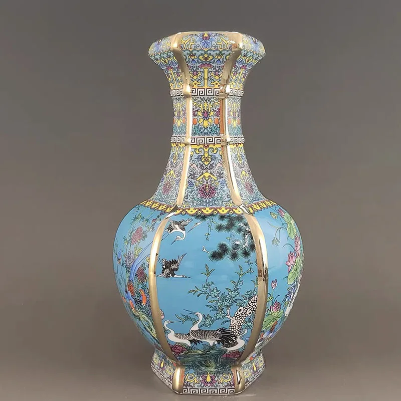 xx-Jingdezhen Qianlong Official Kiln Enamel Color Vase Ceramic Accessories Home Room Furnishing Decoration Office Desk Ornaments