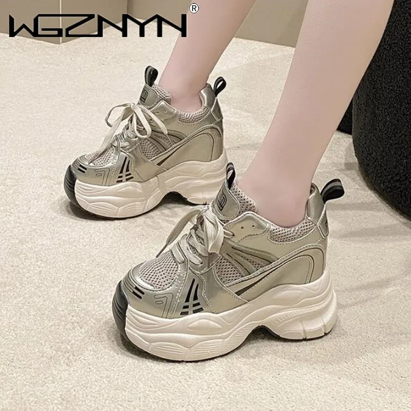 

10CM Spring Women Platform Sneakers Autumn Breathable Wedges Casual Shoes High Heels Thick Sole Sneakers Woman Deportivas Mujer