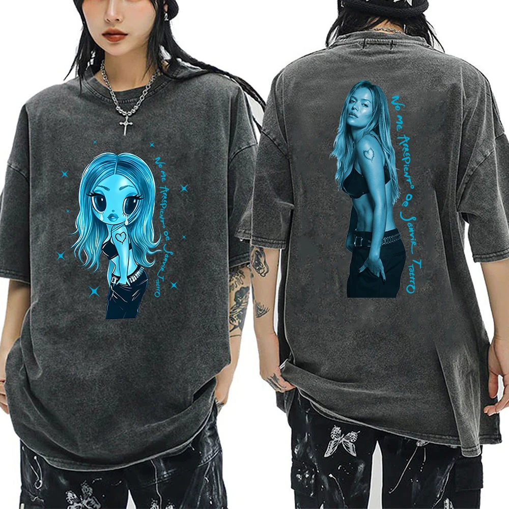 Karol G No Me Arrepiento De Sentir Tanto Album Washed T-shirt Vintage Women Man Cotton Acid Wash Streetwear T-shirt