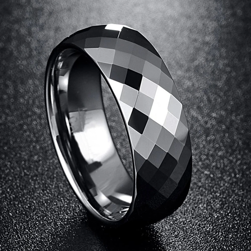 Trendy Polyhedron Cutting Stainless Steel Rings Jewelry Classic Wedding Engagement Anillos For Women Anneaux