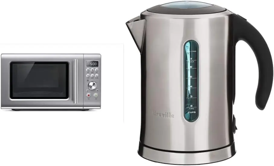 Countertop Compact Wave Soft-Close Microwave Oven with Pure Countertop Electric Kettle