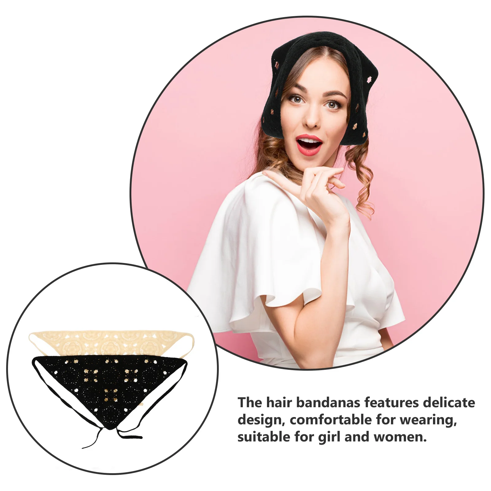 

2pcs Crochet Bandana For Women Knitted Hair Scarves Turban Headscarf Nurse Headbands Makeup Hairband Hair Accessories