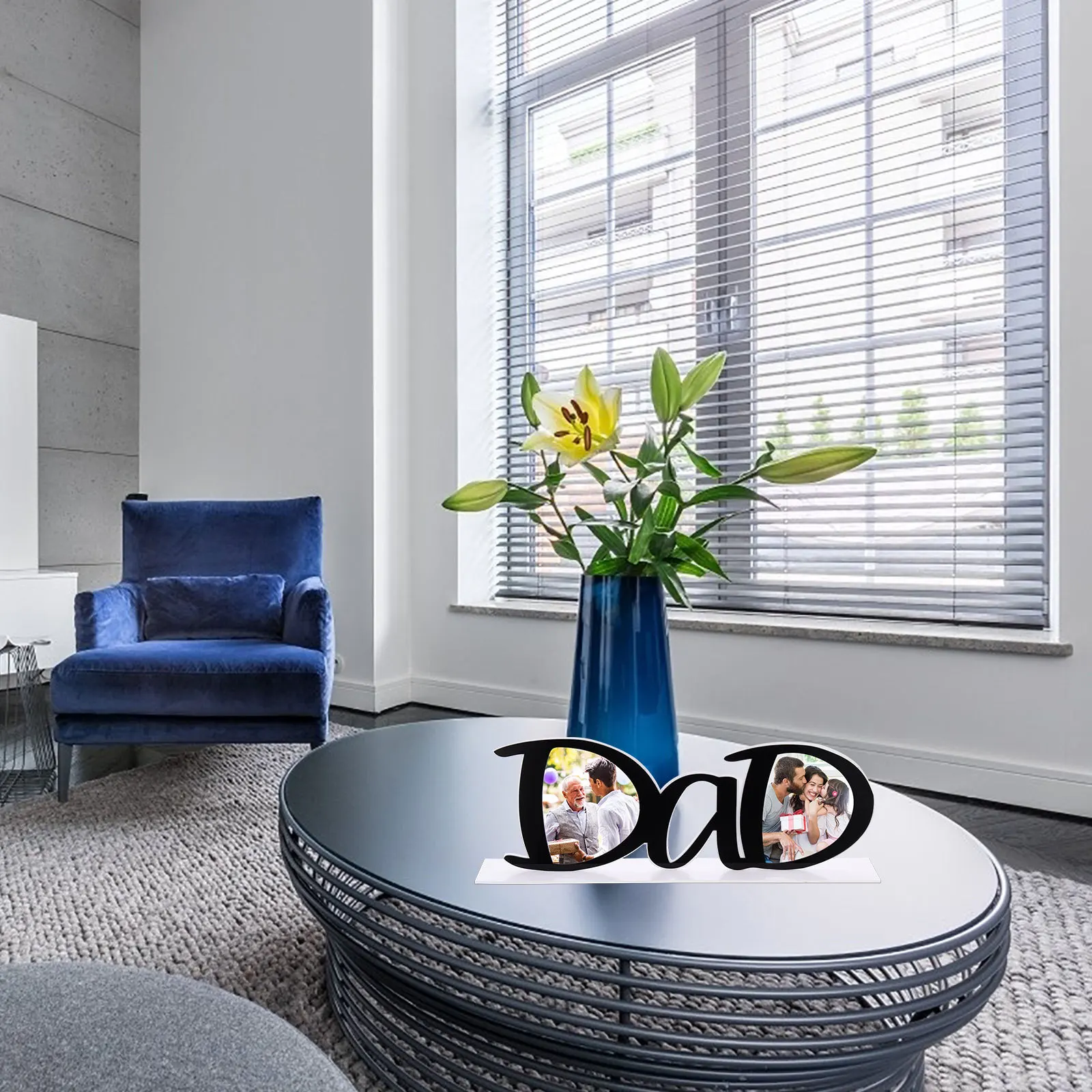 

Acrylic Dad Photo Frame Lightweight High Hardness Unforgettable Memory Decorative Desktop Ornament Letter Shape Photo Frame