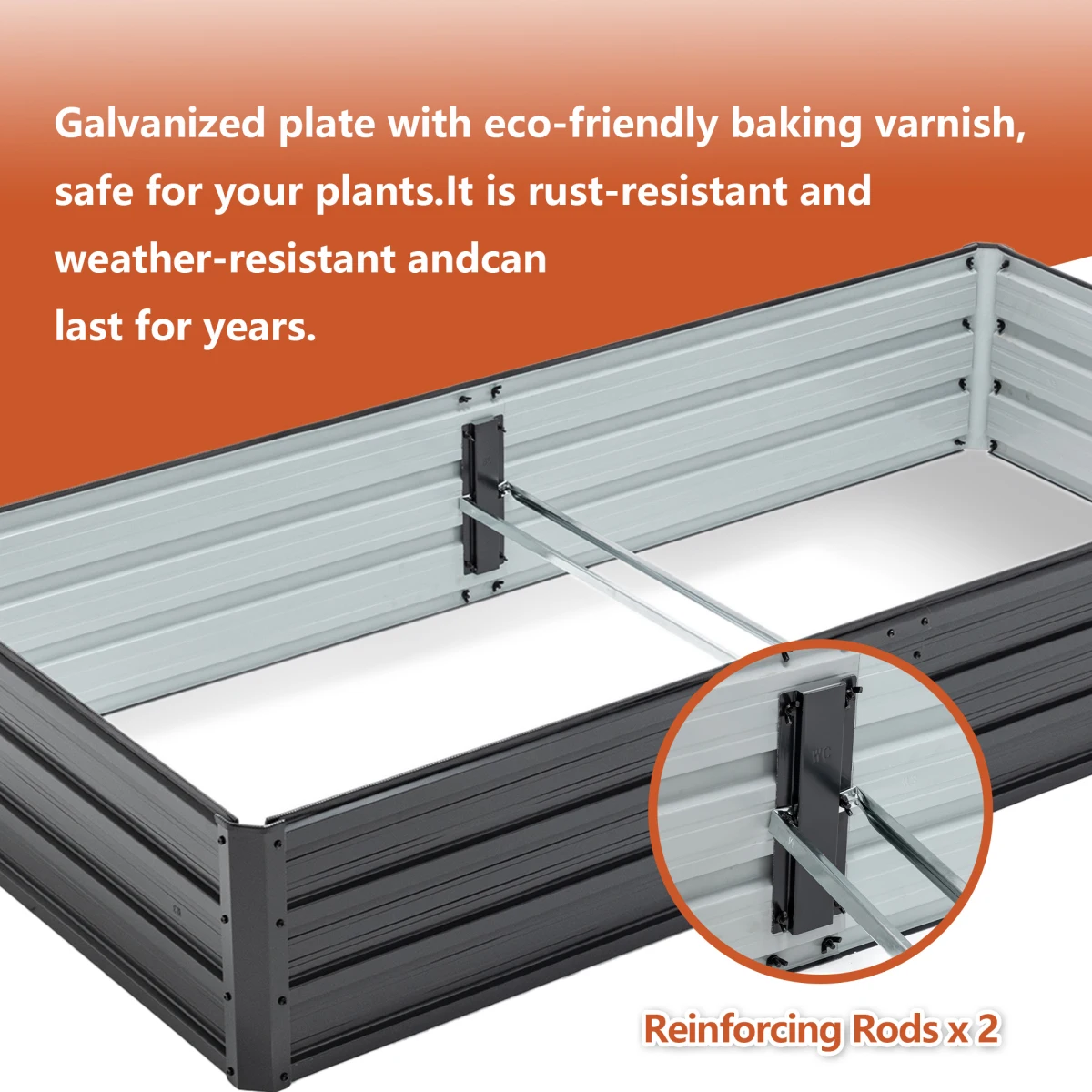 6x3x1 FT Metal Raised Garden Bed Outdoor Reinforced Galvanized Rustproof Colored Steel Planter Boxes for Vegetables, Raised Beds for Growing Flowers Herbs Succulents   WL