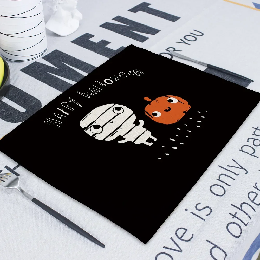 Horror Pumpkin Table Mat Happy Halloween Under Cup Pad Coaster Under Hot Kitchen Placemat Table Mats Dining Mat for Bowl