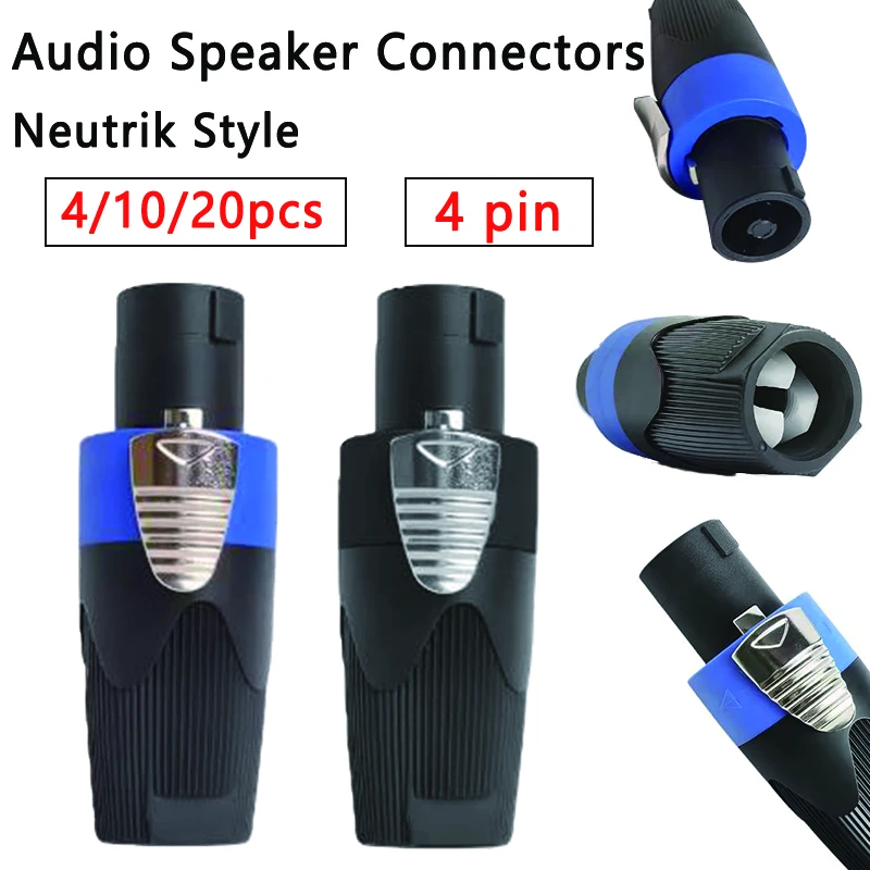 4/10/20pcs 4Pin Neutrik Style NL4FC Connector Professional Audio Speaker Connector Plug Twist Lock for Amplifier Cable PA System