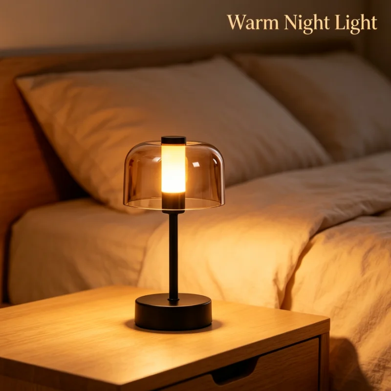 Modern Mushroom LED Table Lamp USB Rechargeable Touch Control Dimmable Ambient Light for Bedroom Bedside Living Room Decor