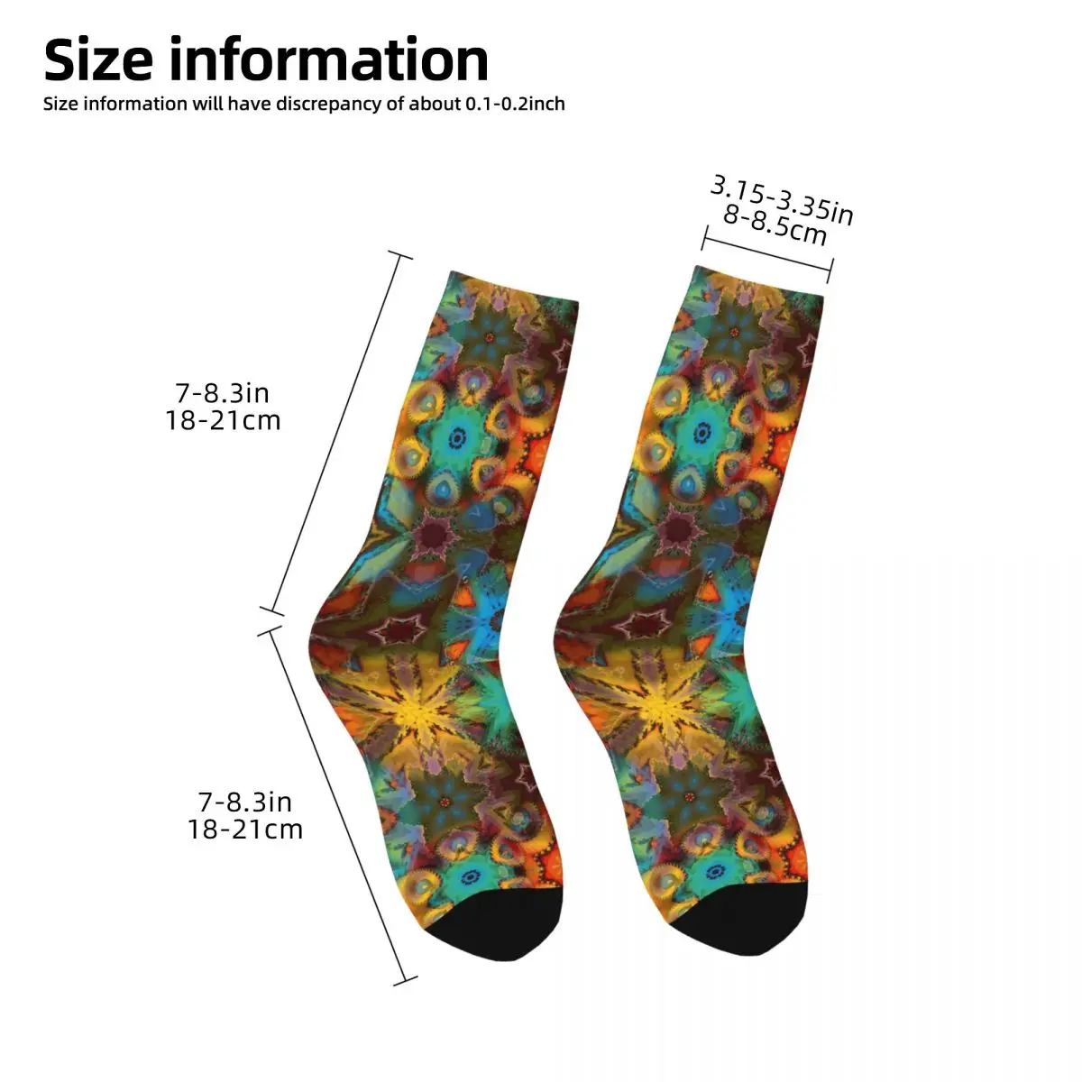 Happy Men's Socks Multi Mandala Star Vintage Psychedelic Pattern Harajuku Crazy Crew Sock Gift Pattern Printed