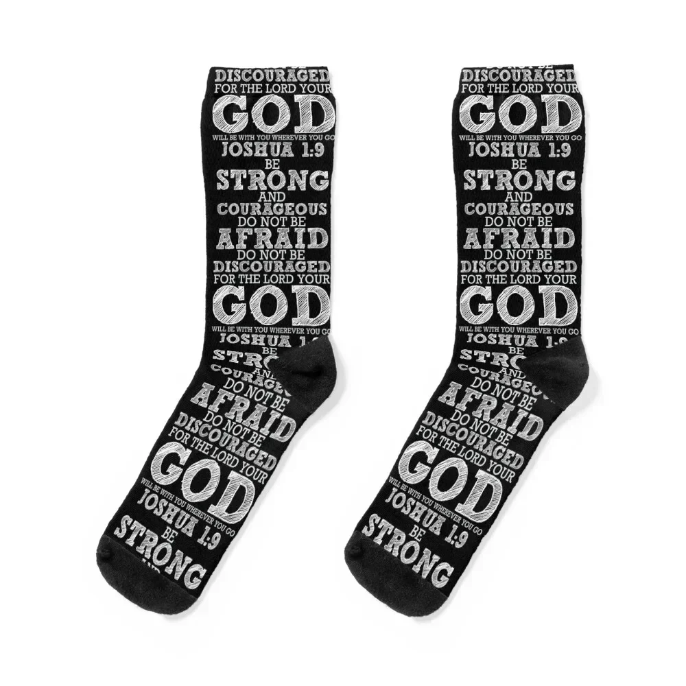 

Joshua 1:9 Be Strong And Courageous Do Not Be Afraid Socks funny sock luxe professional running Non-slip Woman Socks Men's