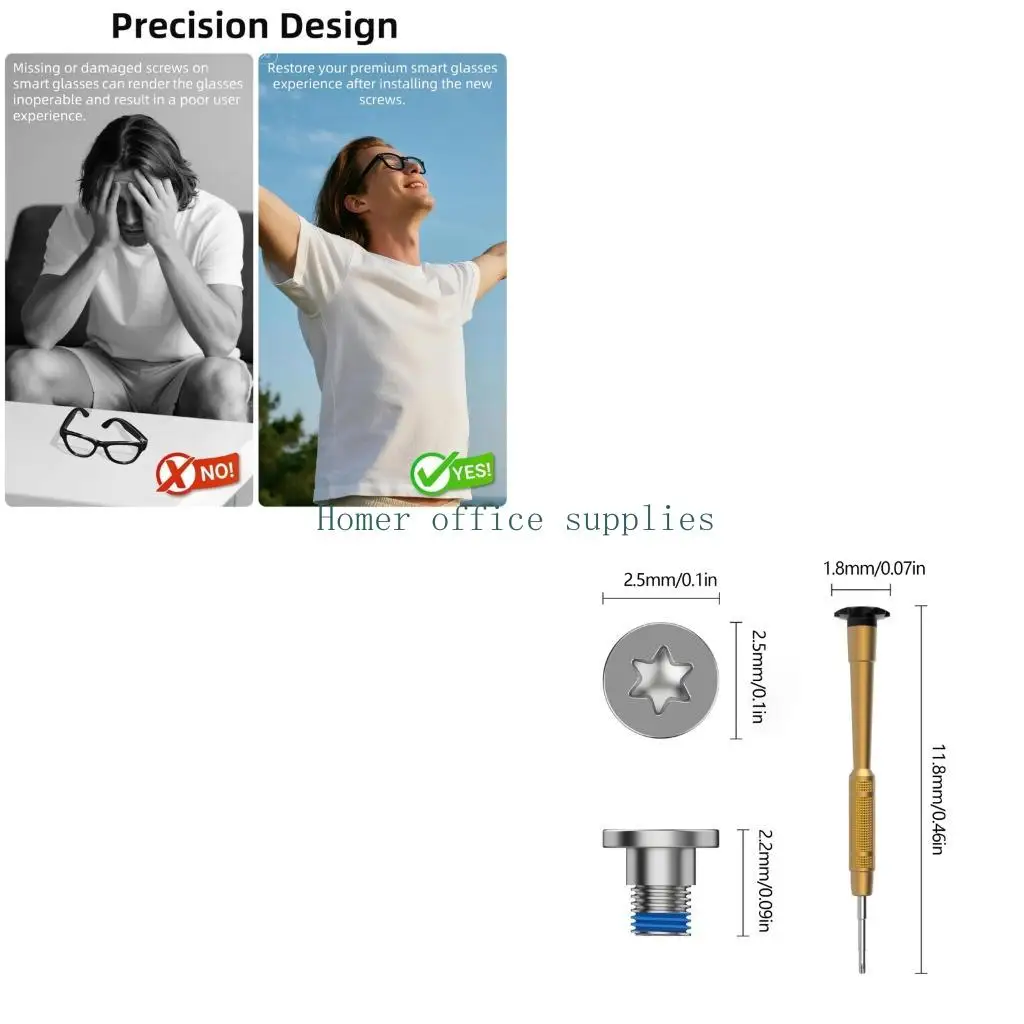 K43B Glasses Repair Screw Set For Skyler Include Anti Loose Threadlocker Screws And Ergonomic Screwdriver For Stability