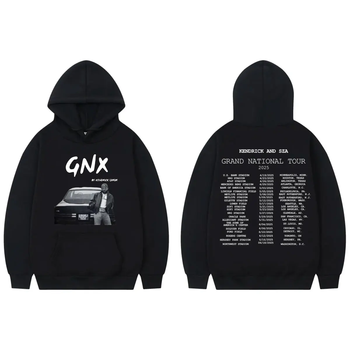 

Kendrick Lamar and SZA Grand National Tour 2025 Hoodie Fashion Hip Hop Vintage Pullovers High Quality Fleece Pullovers Unisex