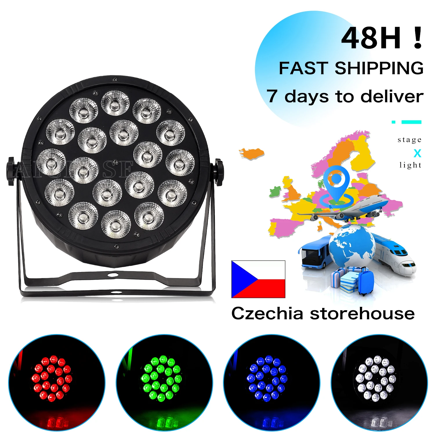 18x12W RGBW 4in1 LED Par Light Remote Control Flat Spotlight Professional Stage DJ Equipment Wedding Stage Lighting