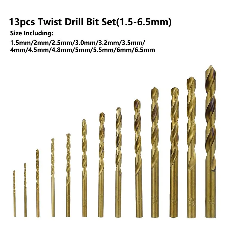 CMCP 1.0-13mm Twist Drill Bit Set 13/19/25pcs Cobalt Coated HSS Gun Drill Bit For Wood/Metal Hole Cutter Drilling