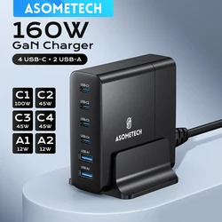 160W GaN USB C Fast Charging Station PPS PD QC Quick Charge 6 Ports Desktop Charger for MacBook IPad IPhone 14 13 Samsung Laptop