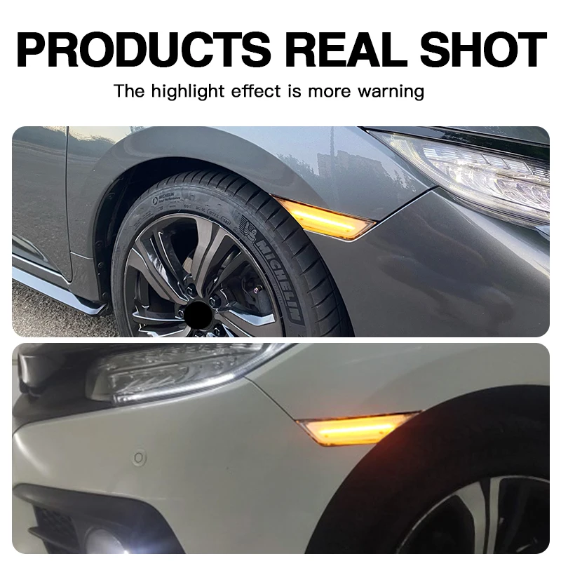 2PCS LED Side Marker Lights Canbus For Honda Civic 2016 2017 2018 2019-2020 OEM# HO25501 Amber Turn Signal Lamps Car Accessories view 6
