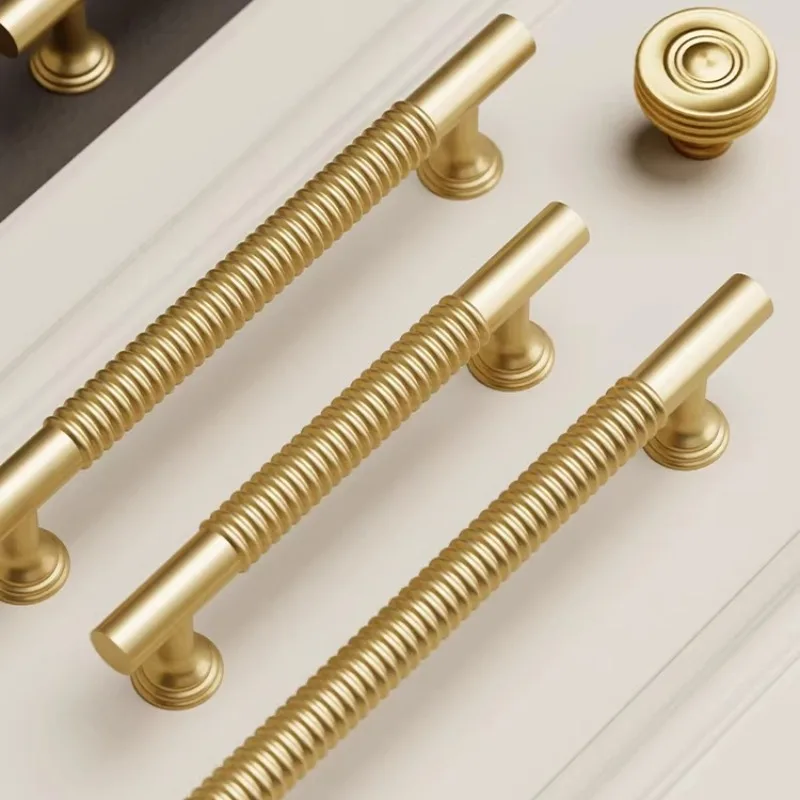 Messing-Schrankgriffe, Möbelbeschläge, Griffe für Kleiderschränke, Schubladen, Knöpfe, französisches Gold, amerikanisch modern, retro, Schlafzimmerschrankgriffe – Detail 8