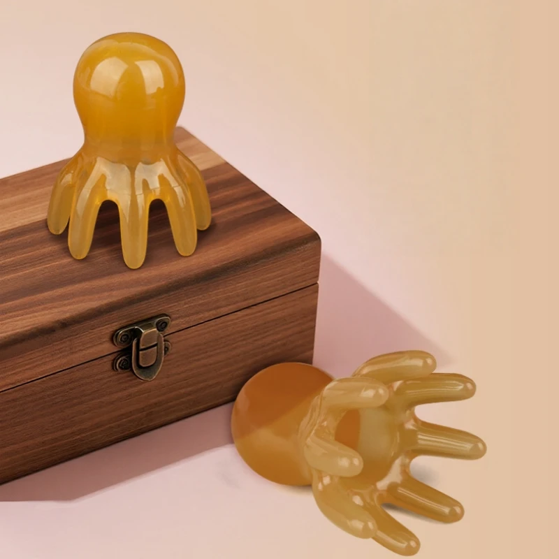 Octopus Head Massager Comb Head Meridian Manual Acupressure Tool Portable Spa Gua Sha Massage Comb