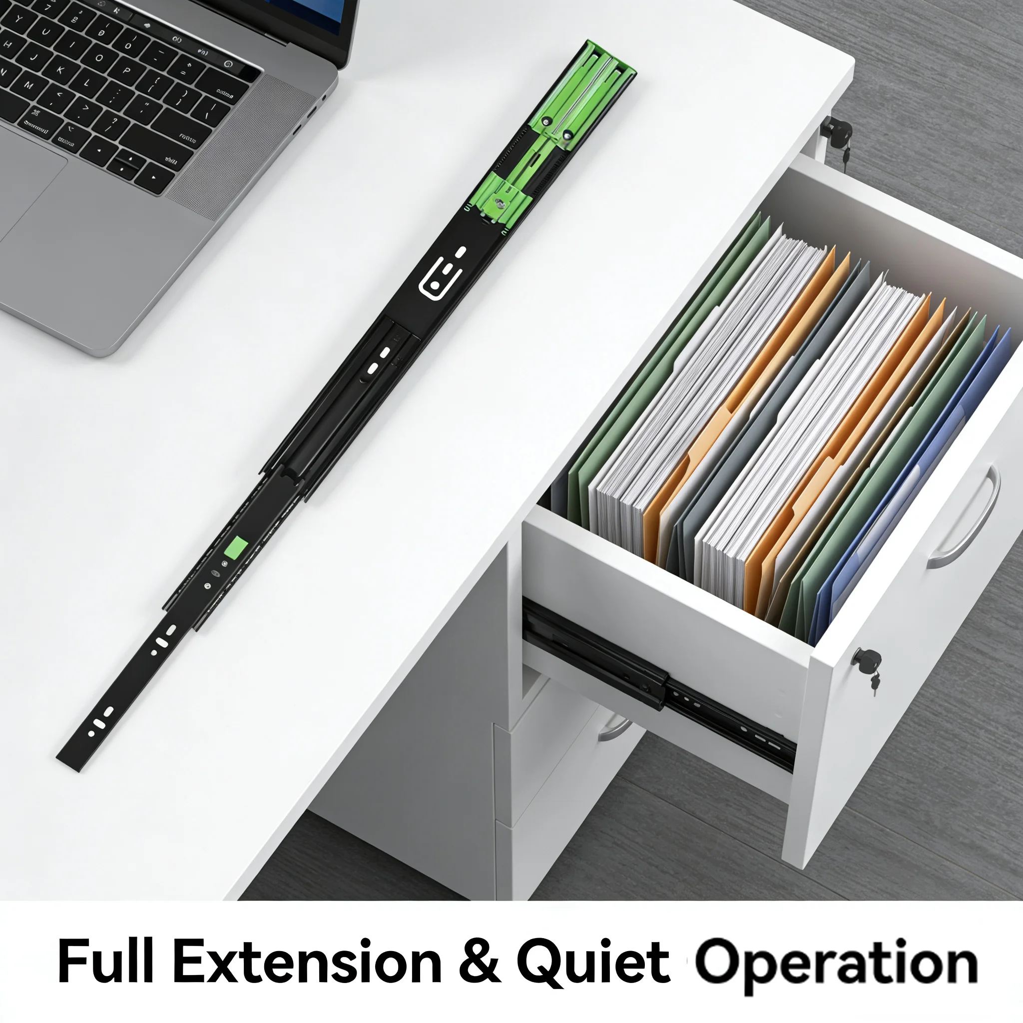 Push to Open Soft Close Drawer Slide,Full Extension Heavy Duty Drawer Rail with Ball Bearings,Side Mount Replacement Kit,Durable