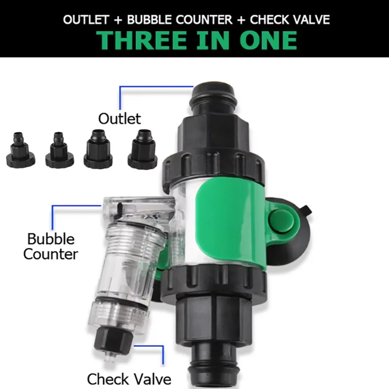 Carbon Dioxide Dissolver CO2 Diffuser Enhanced Dissolution With Bubble Counter Integrated Check Valve For Aquarium Fish Tank