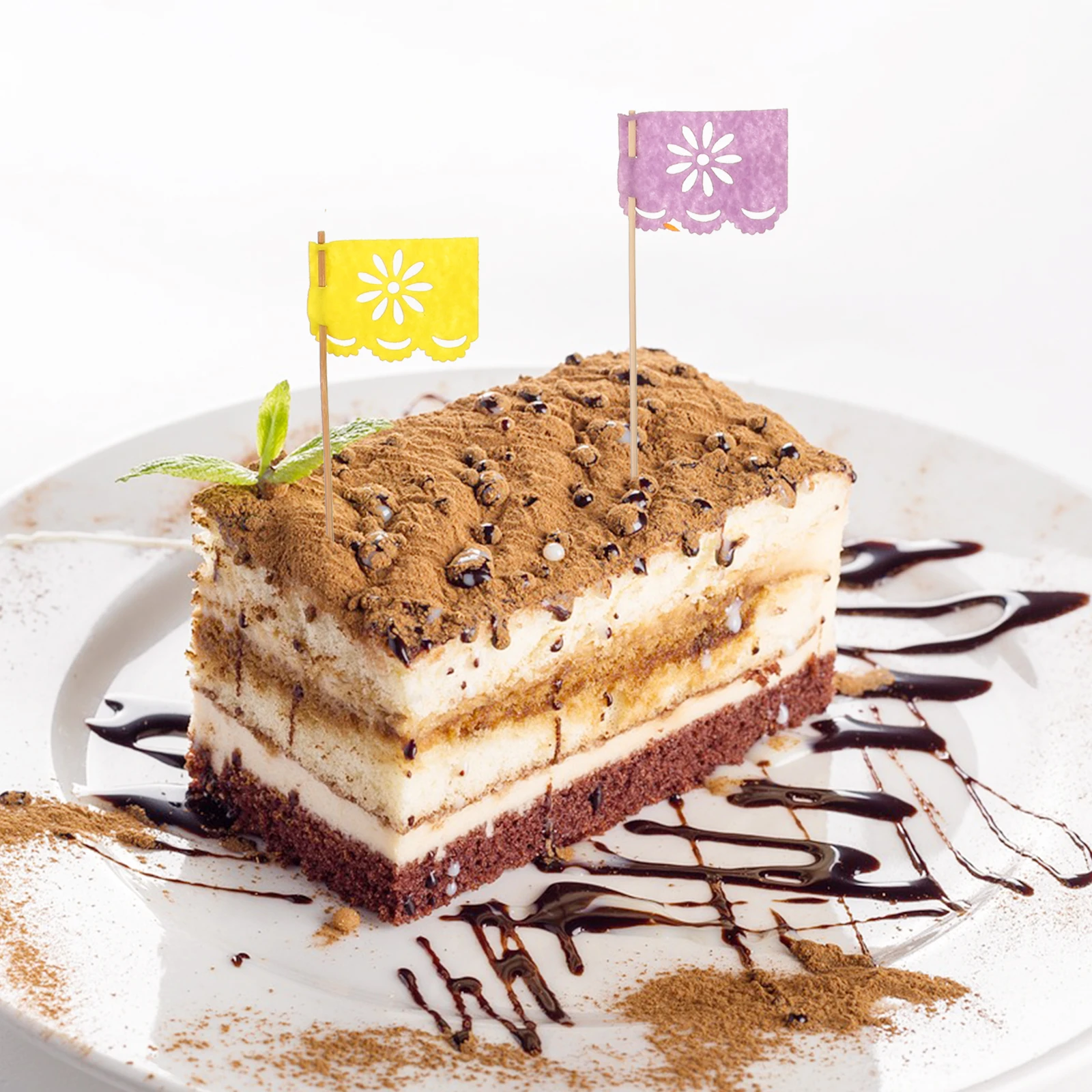 

24pcs Party Dessert Cake Flag Picks Multi-Colored Mini Mexican Flags For Day Of The Dead Celebration Cupcake Topper Cake