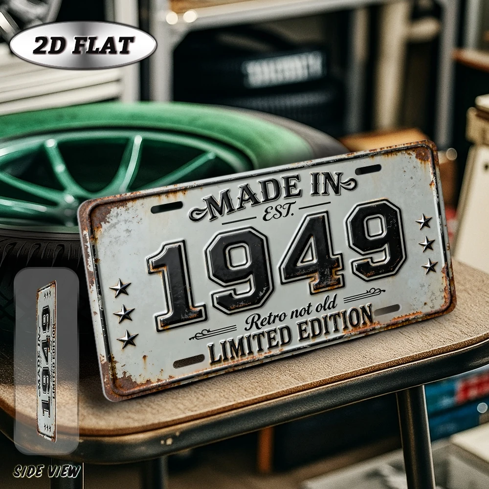 2D Flat - 【2D Flat】 2D Flat - [2D Flat], 2D Plane, 1pc, Vintage Metal Aluminum Decorative Sign (12×6 Inches), Retro Year Sign Ma
