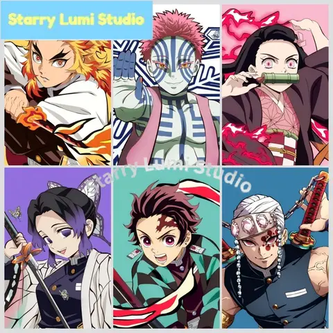 Demon Slayer 5D Diamond Painting Kit, Full Drill DIY Art, Anime Mosaic for Home Wall Decor.
