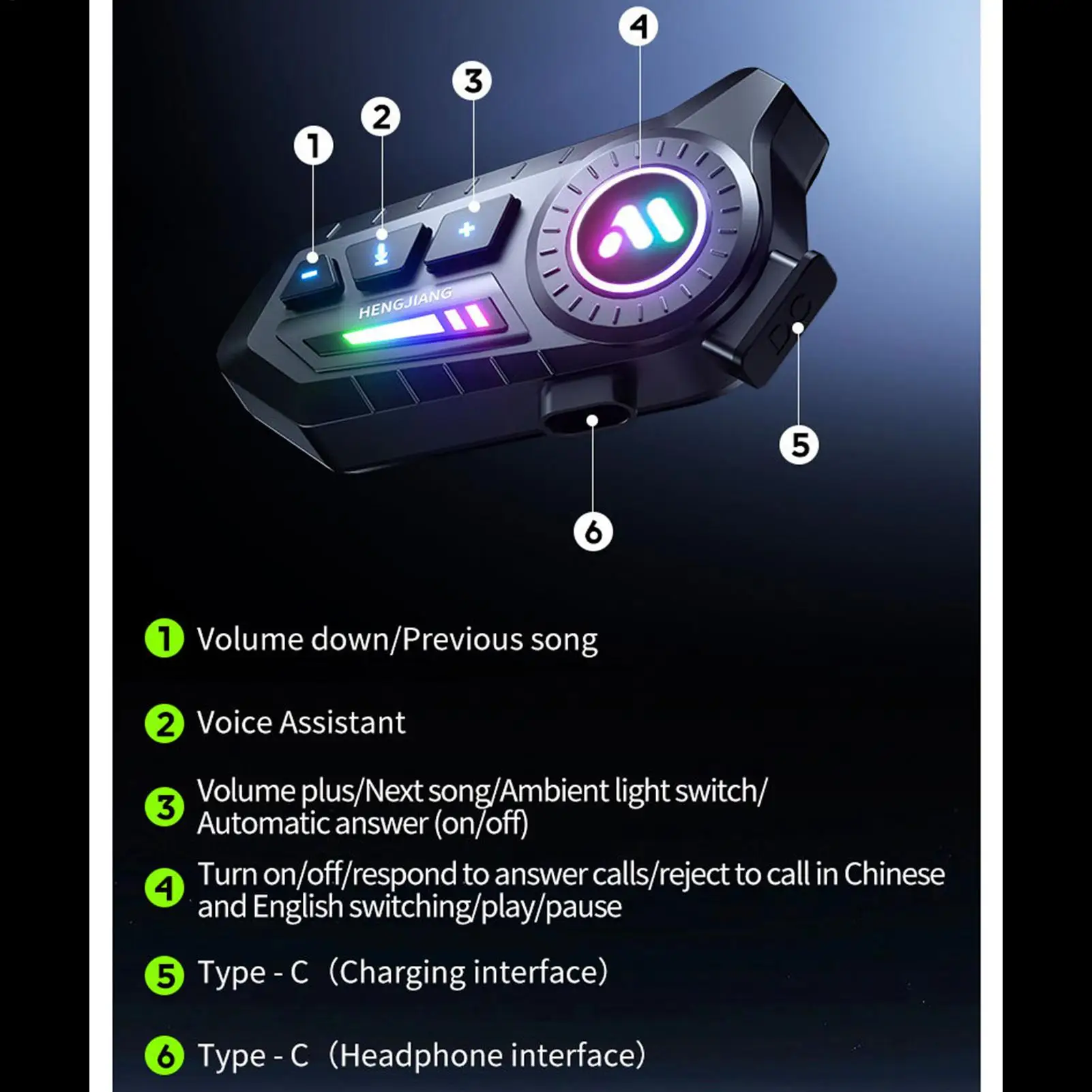 

Motorcycle Headset Double-speaker Wireless Helmet Earphones Smart Cycling Headphones For Daily Commuting Travel Motorcycle