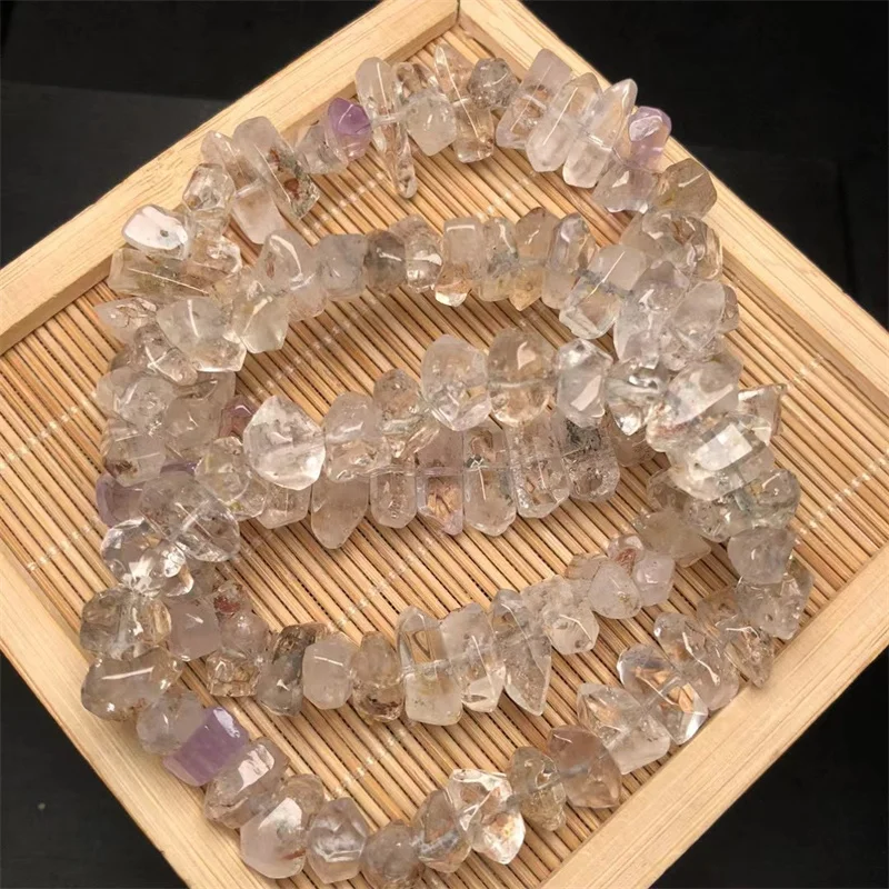 Natural Herkimer Diamond Gravel Stone Bracelet Women Fashion Sweet Reiki Healing Energy Strand Girls Jewelry Gift 1PCS