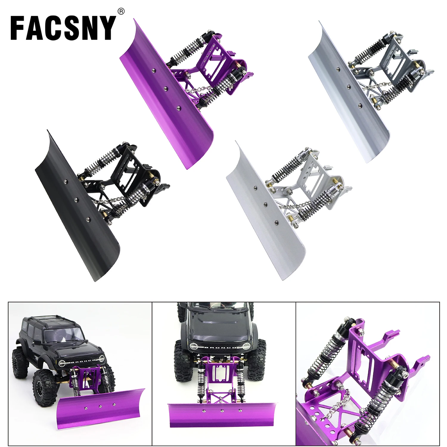 

1/18 Trx4M алюминиевый регулируемый снегоочиститель, лопата для снега и песка, гусеничные инструменты для радиоуправляемого гусеничного автомобиля Trx4M Bronco Defender, обновленная часть