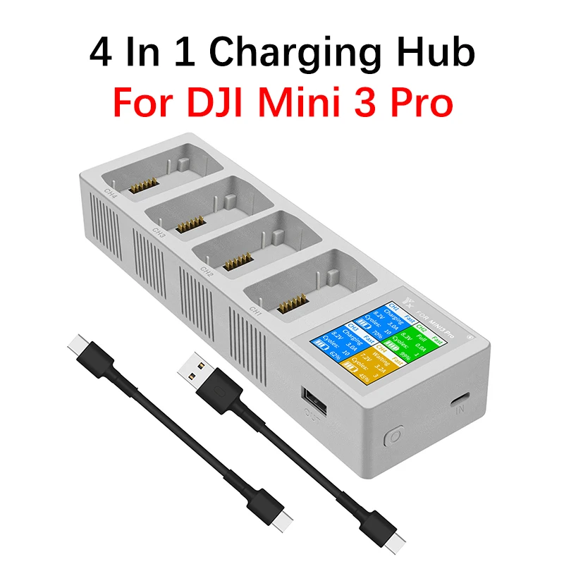 

For DJI Mini 3 Pro Drone 4 In 1 Charger Digital Display Charging Butler Charging Hub Flight Battery Fast Charging Accessories