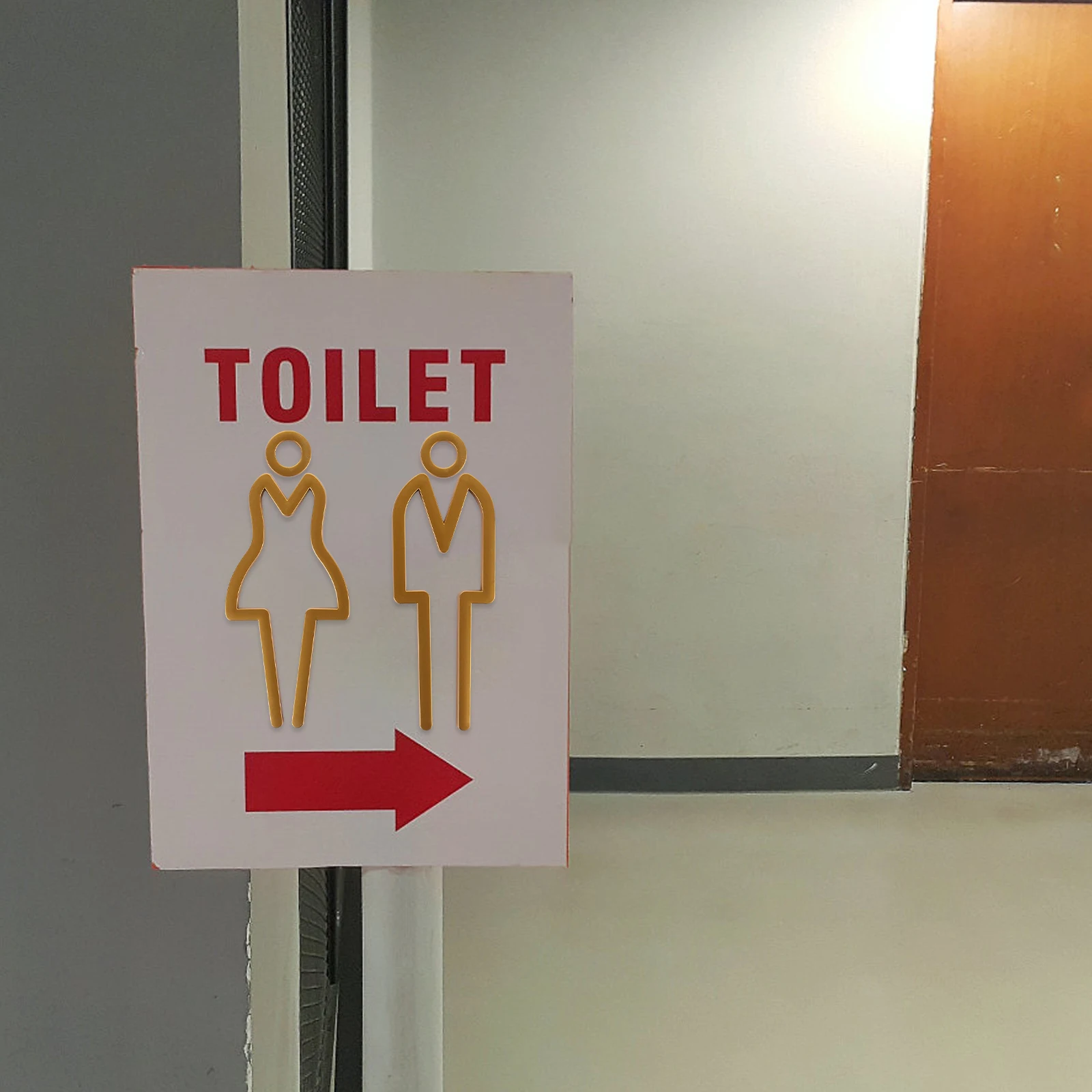 

1 Set Metal Washroom Sign Decorative Bathroom Identification Plate Powder Room Sign For Hotel Restaurant Office Lavatory Symbol
