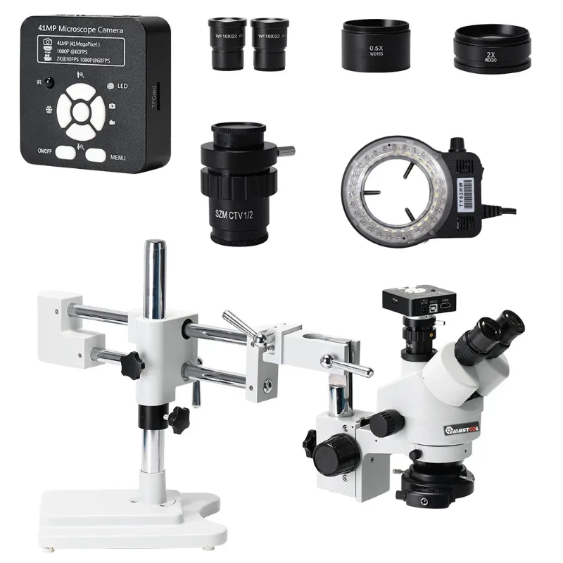 double arms, trinocular microscope, mobile phone repair surgery, practice continuous magnifying, digital magnifying glass